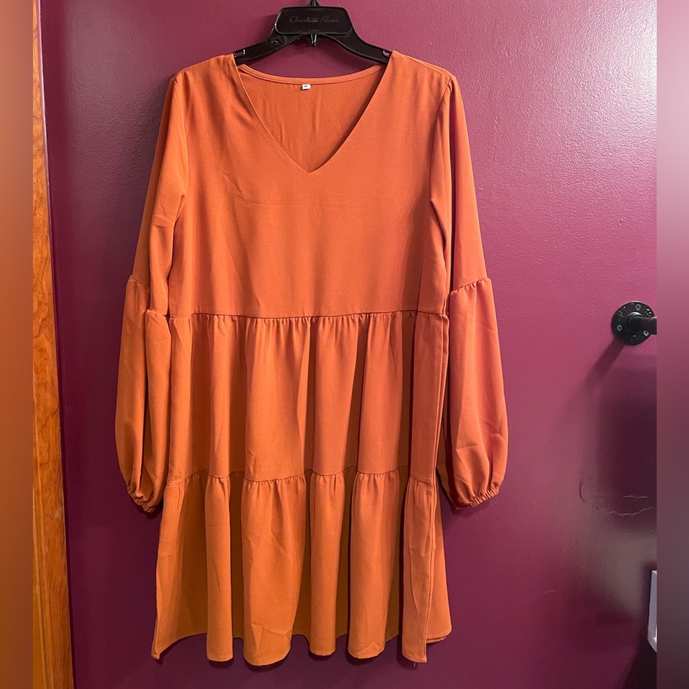 Women’s pumpkin orange long sleeved tunic dress